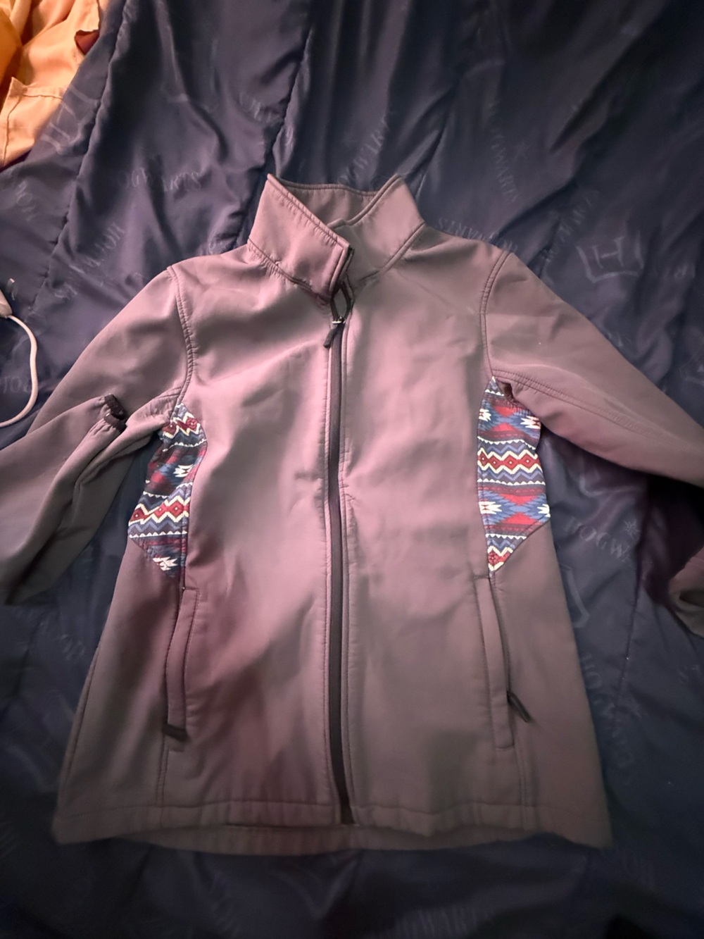 Women’s Plum Utility Softshell Jacket with Patterned Pocket Panels